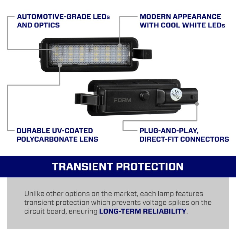 Dodge Challenger License Plate Lights - FORM Lighting - LED 6000K - Cool White - 2014
